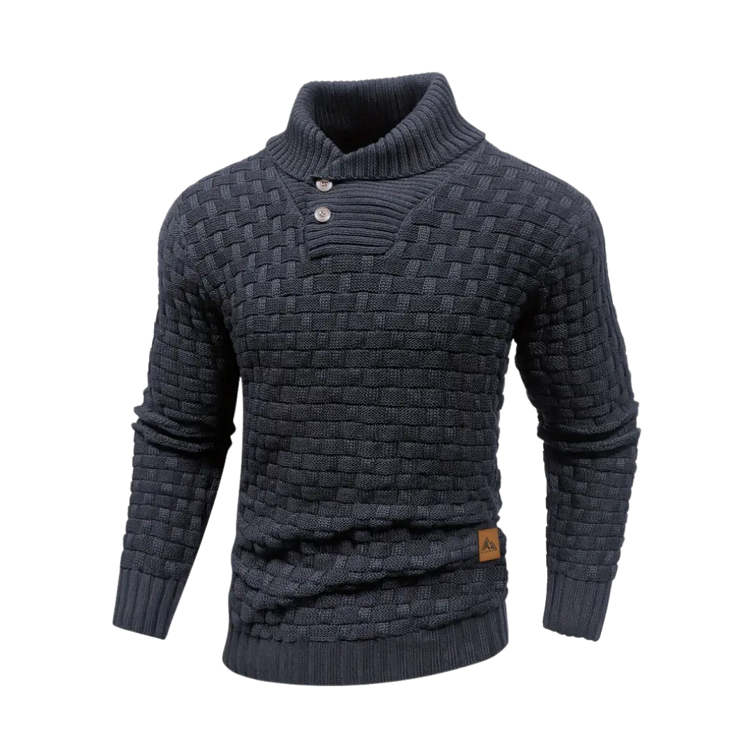 Malcolm – Textured Knit Button Collar Jumper