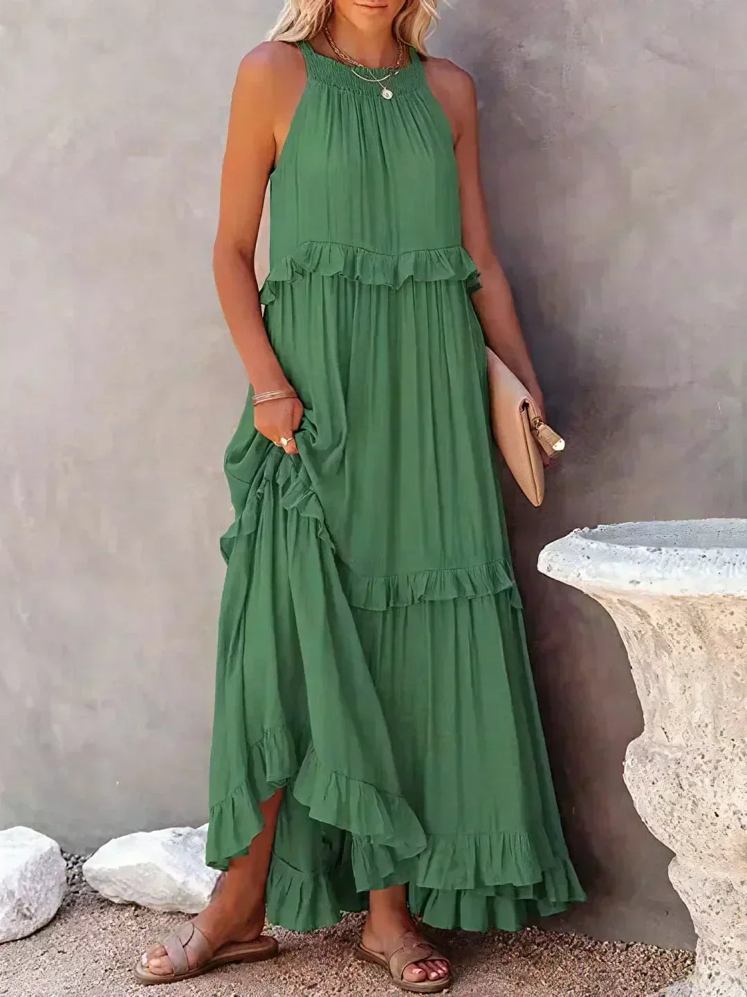 Sarah | Ruffled Halter Maxi Dress (Almost Sold Out)