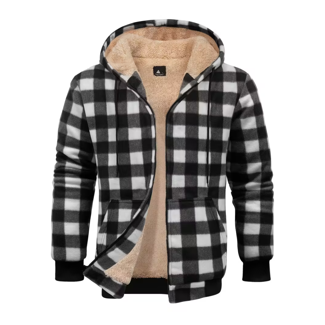 Harris – Checked Sherpa-Lined Hoodie