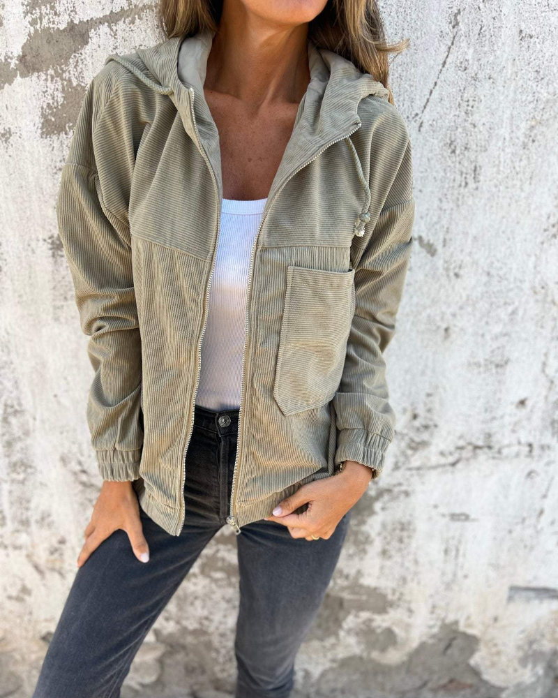 Mary™ | Corduroy Zip-Up Hoodie