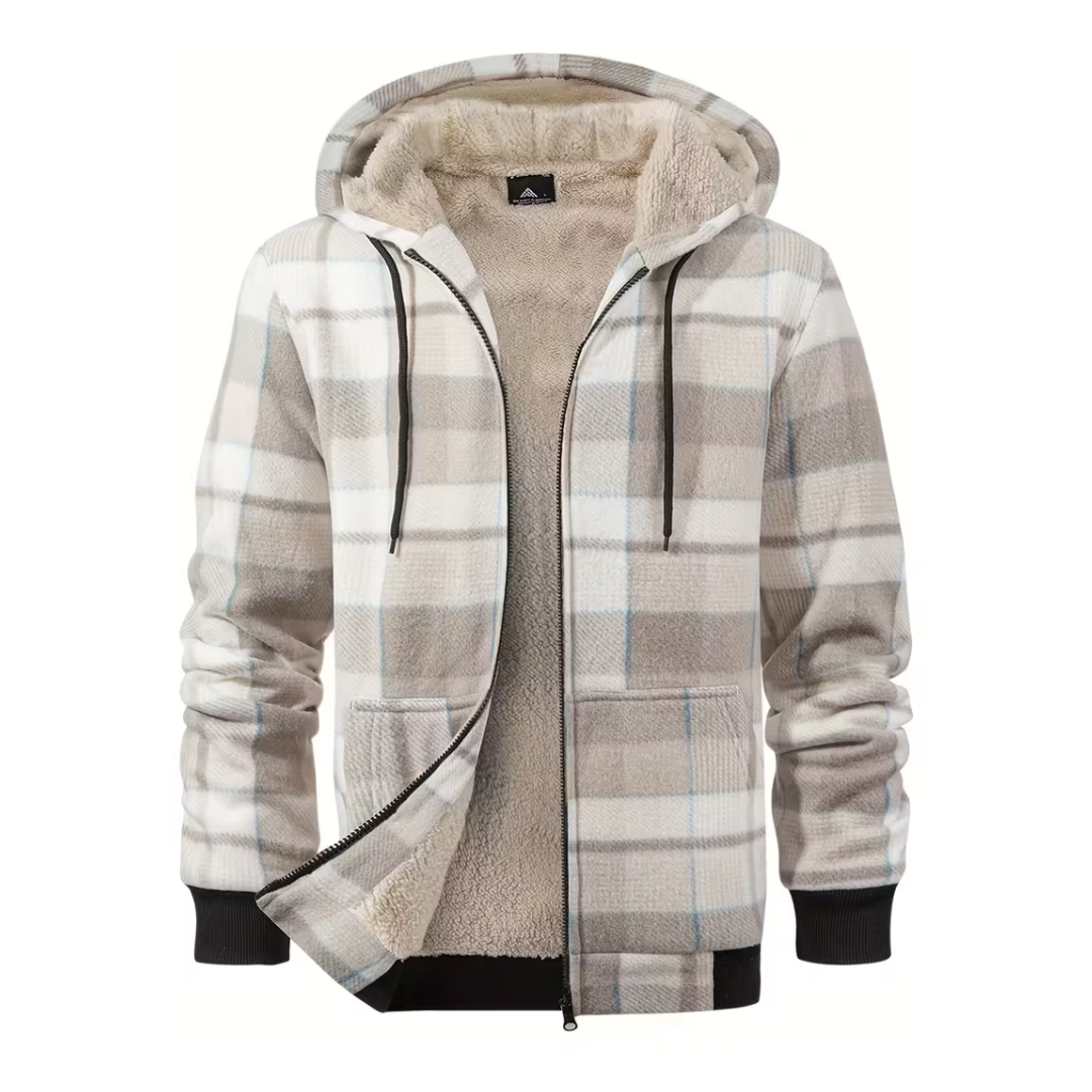 Harris – Checked Sherpa-Lined Hoodie