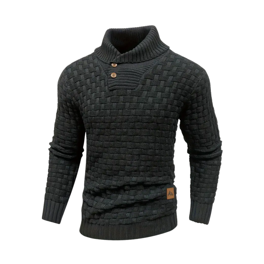 Malcolm – Textured Knit Button Collar Jumper