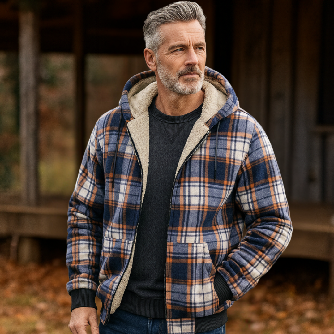 Harris – Checked Sherpa-Lined Hoodie