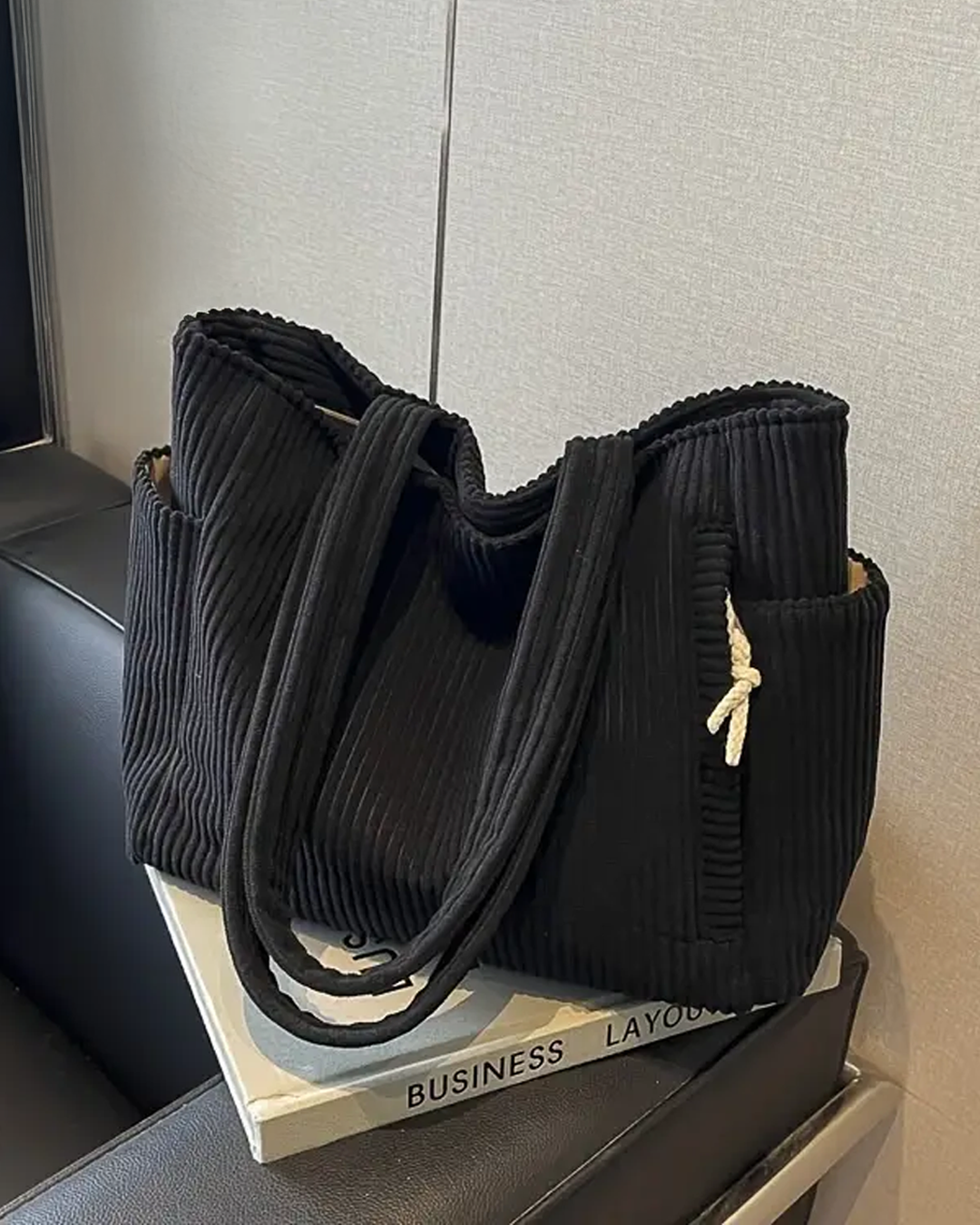 Isla – Ribbed Tote with Cord Detail