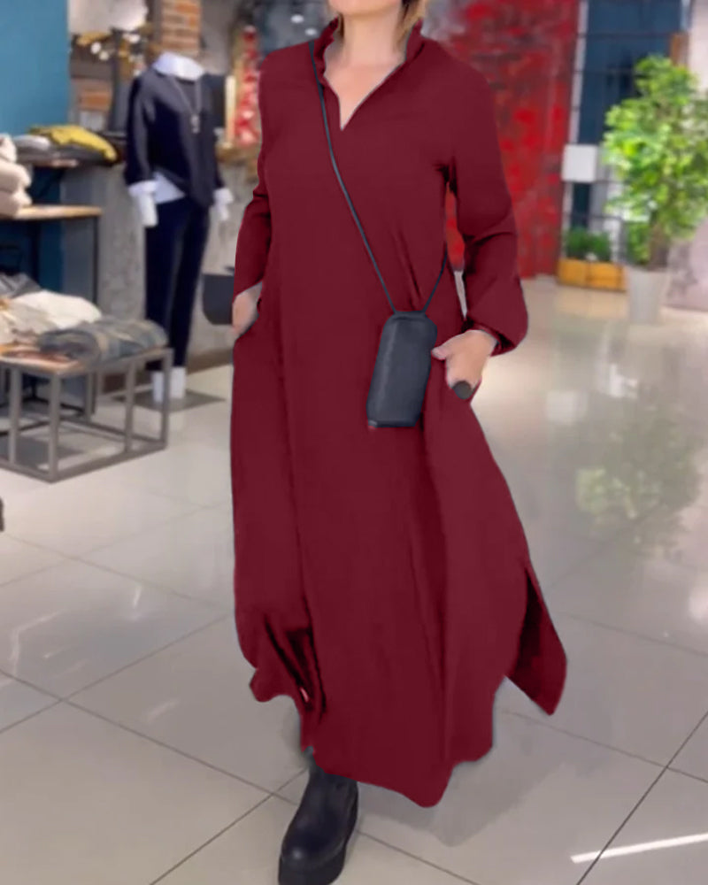 Evia™ | Flowy Maxi Dress with Slit