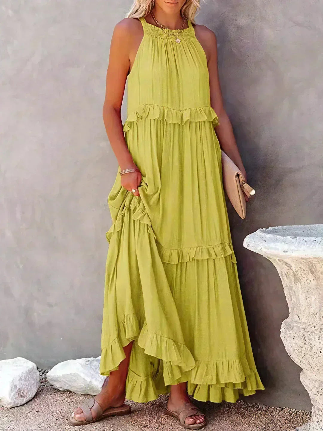 Sarah | Ruffled Halter Maxi Dress (Almost Sold Out)