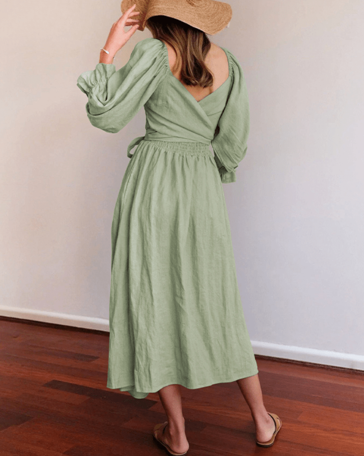 Tara™ | French Dress with Ruffled Sleeves