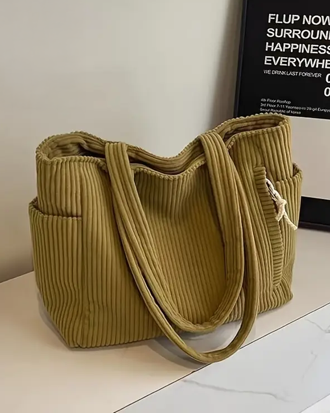 Isla – Ribbed Tote with Cord Detail