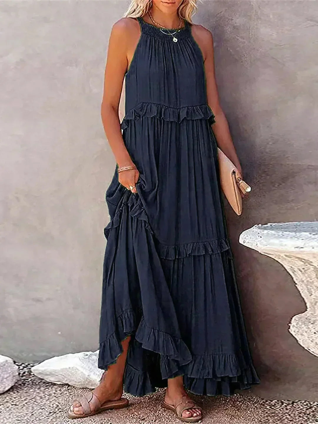 Sarah | Ruffled Halter Maxi Dress (Almost Sold Out)