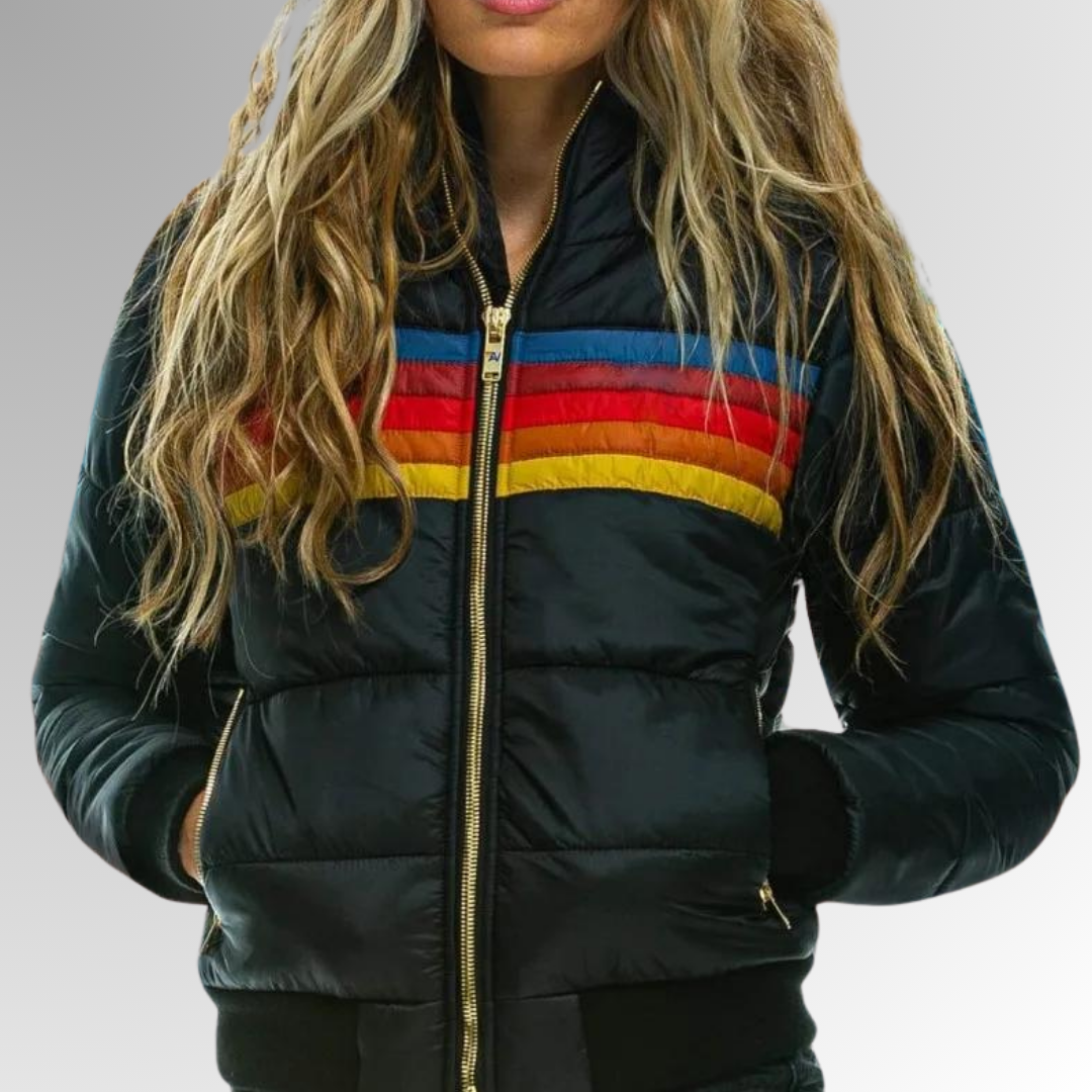 AMBER | Zip-Up Jacket with Rainbow Stripes