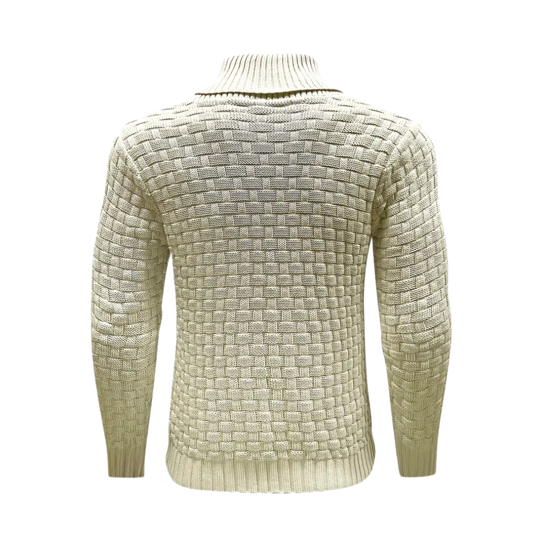 Malcolm – Textured Knit Button Collar Jumper