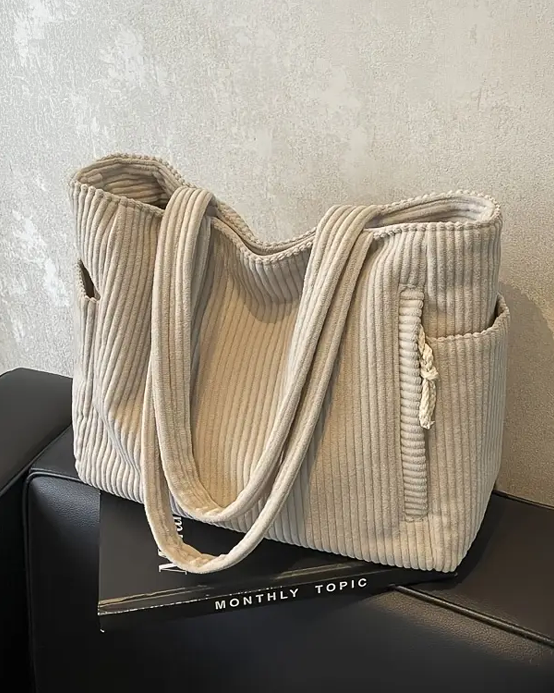 Isla – Ribbed Tote with Cord Detail