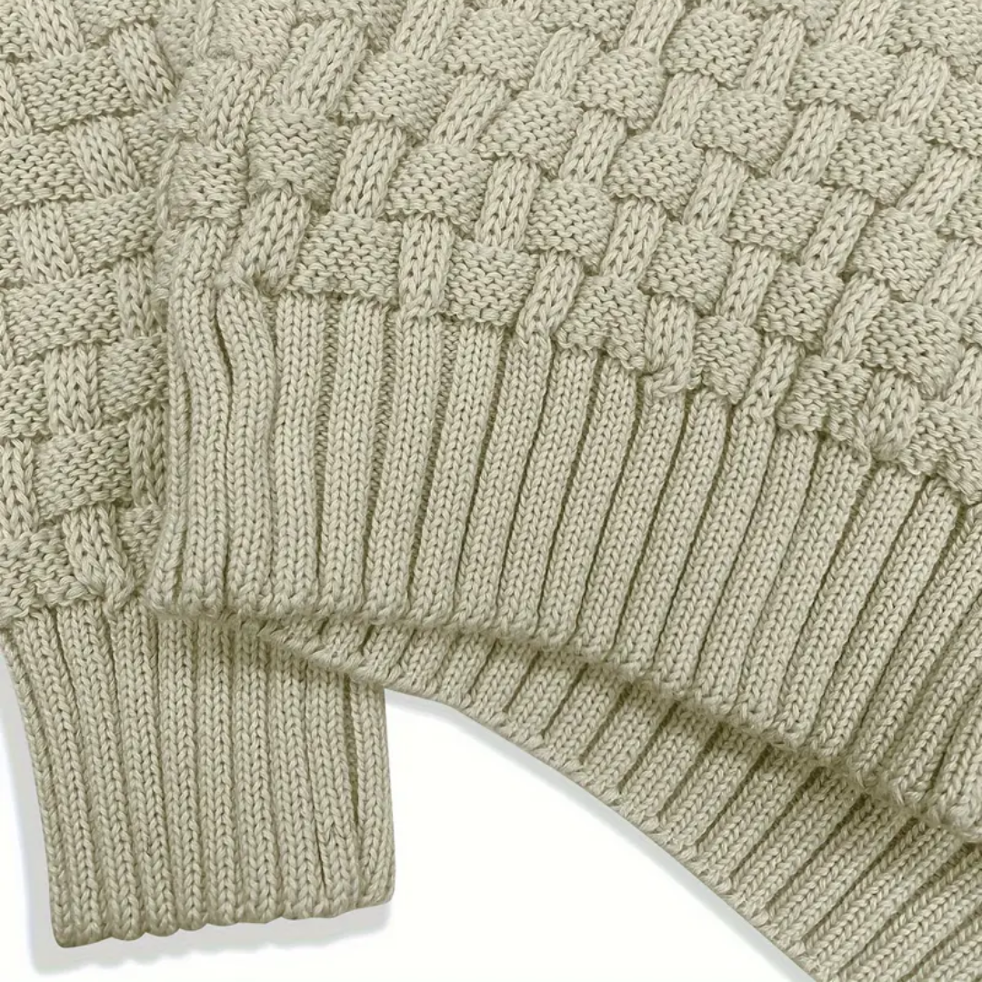Malcolm – Textured Knit Button Collar Jumper