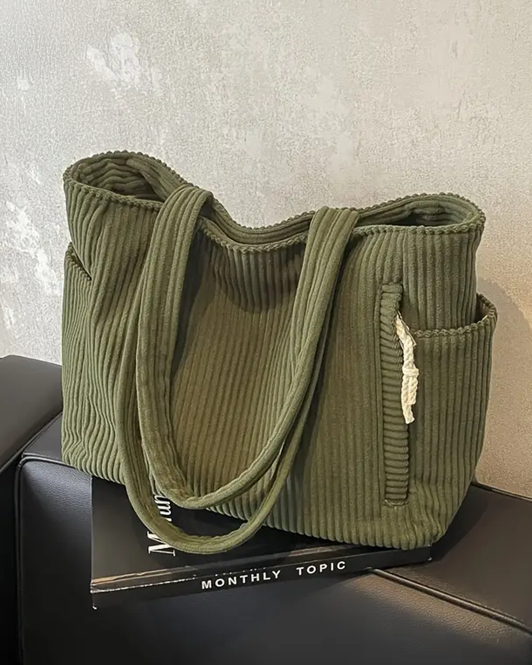 Isla – Ribbed Tote with Cord Detail
