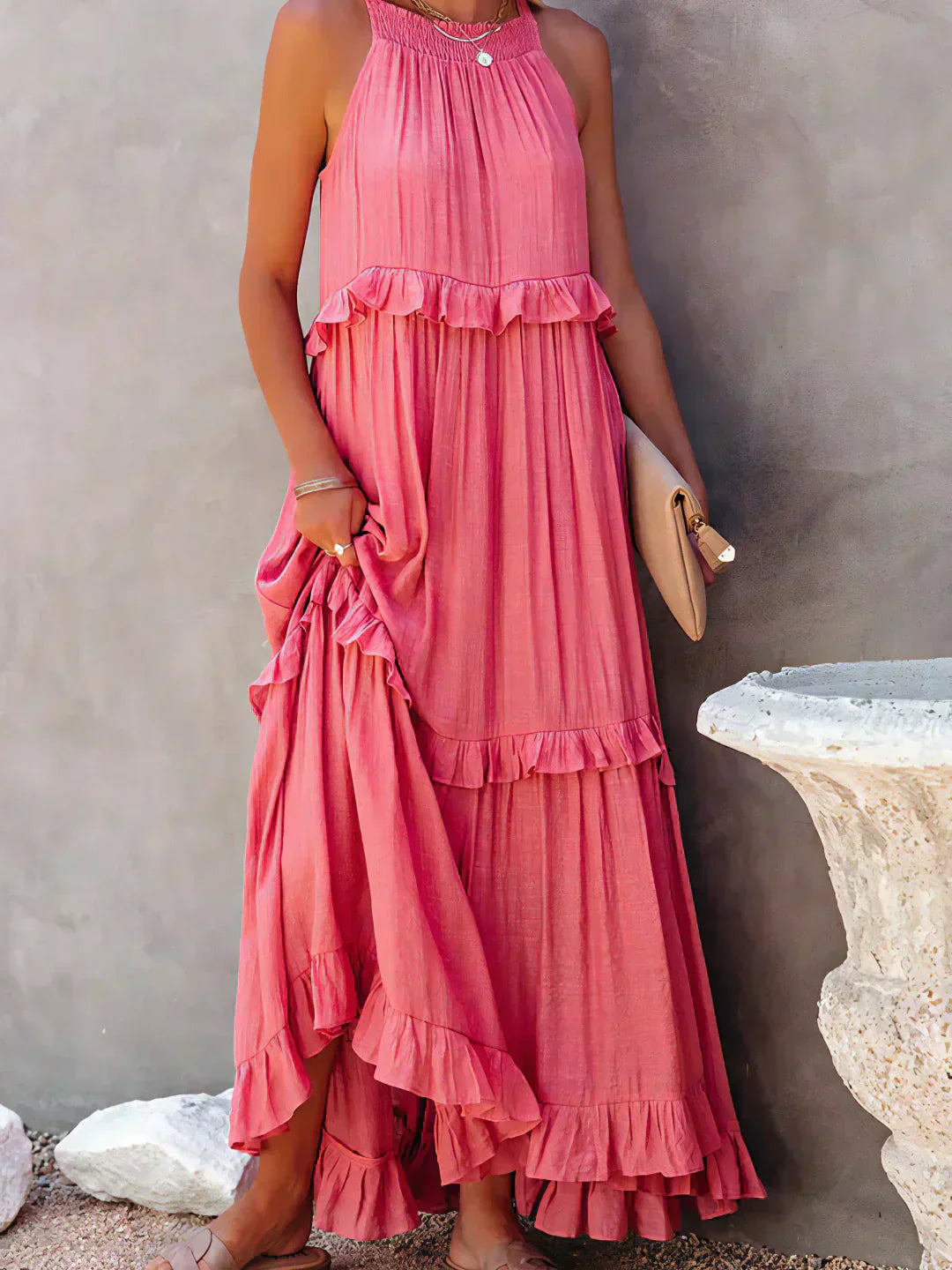 Sarah | Ruffled Halter Maxi Dress (Almost Sold Out)