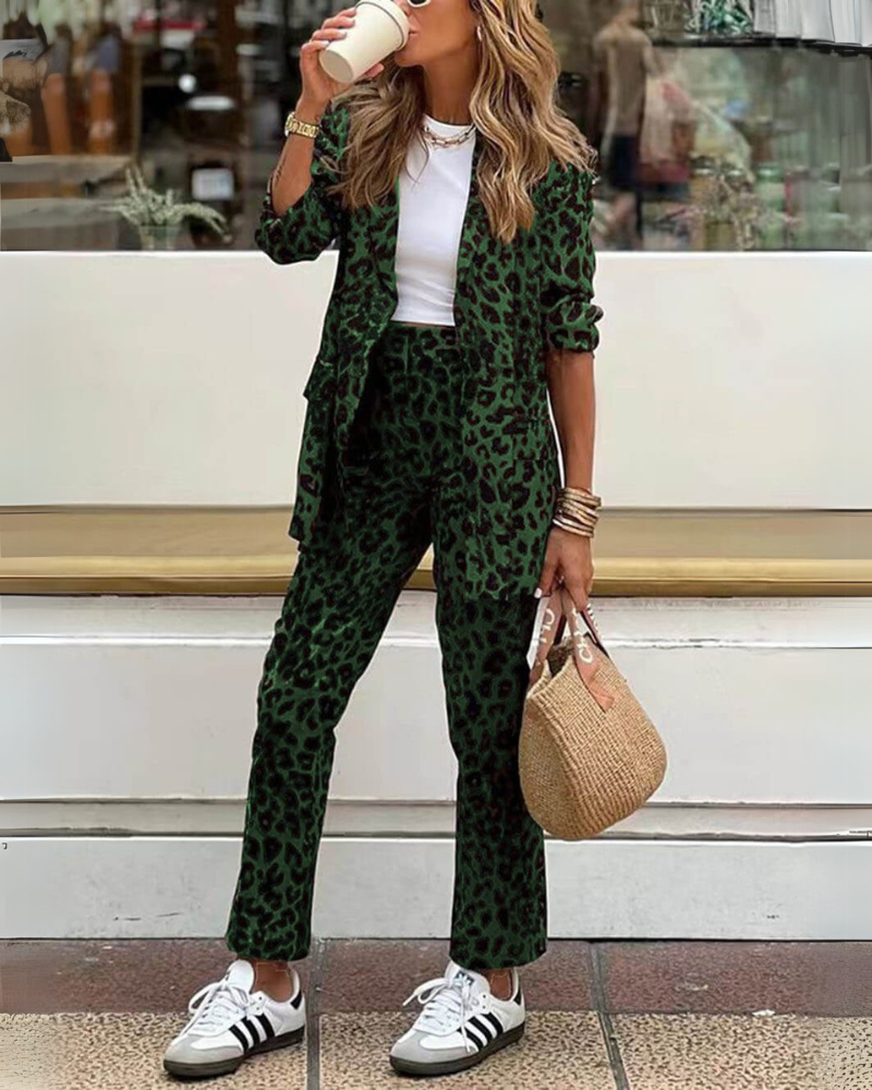 ARILA – Leopard Print Blazer & Trousers Set