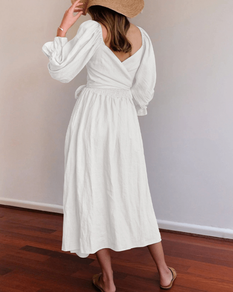 Tara™ | French Dress with Ruffled Sleeves