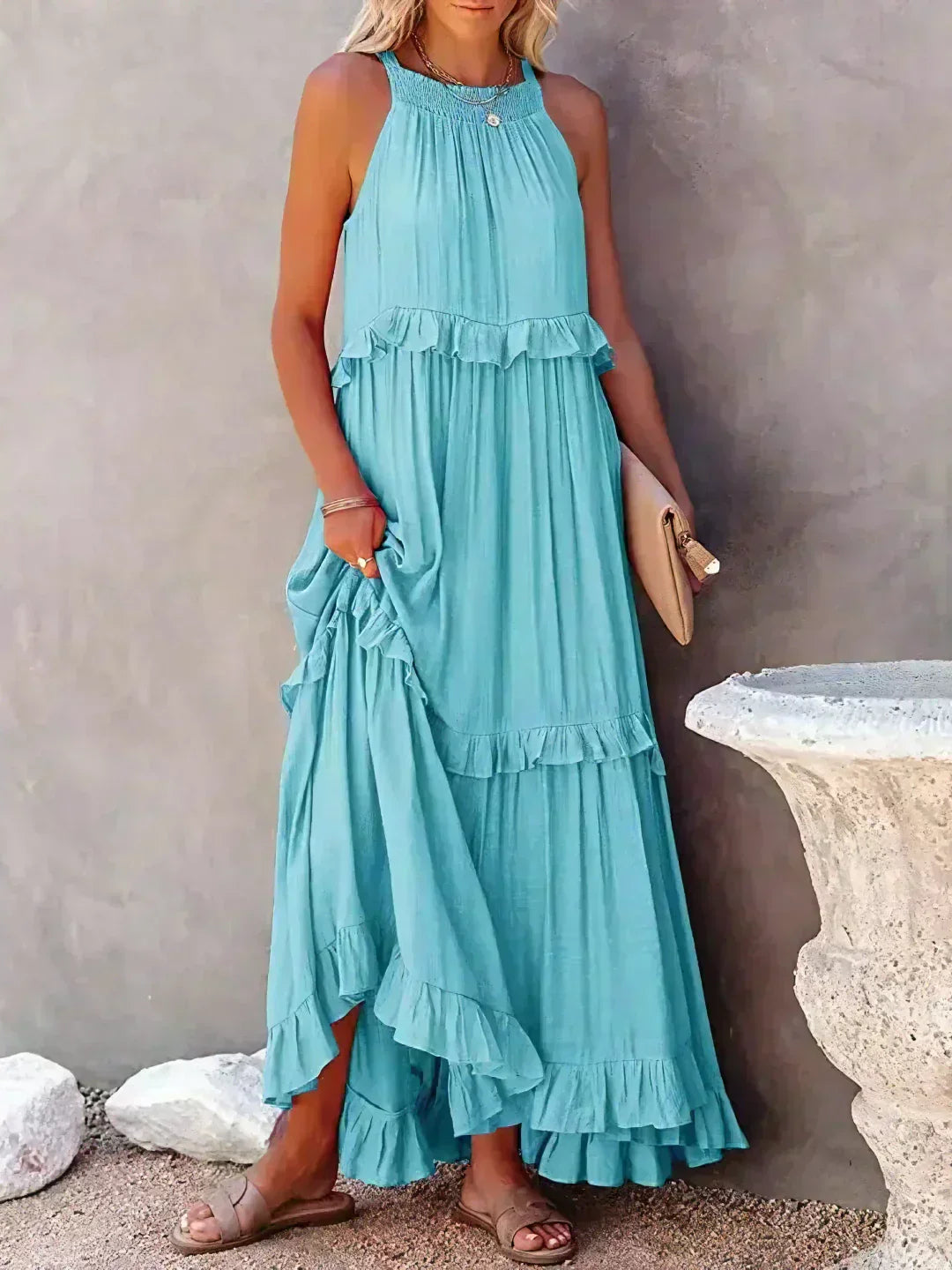 Sarah | Ruffled Halter Maxi Dress (Almost Sold Out)