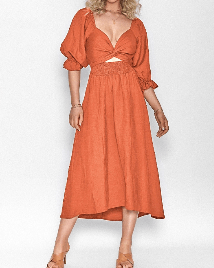 Tara™ | French Dress with Ruffled Sleeves