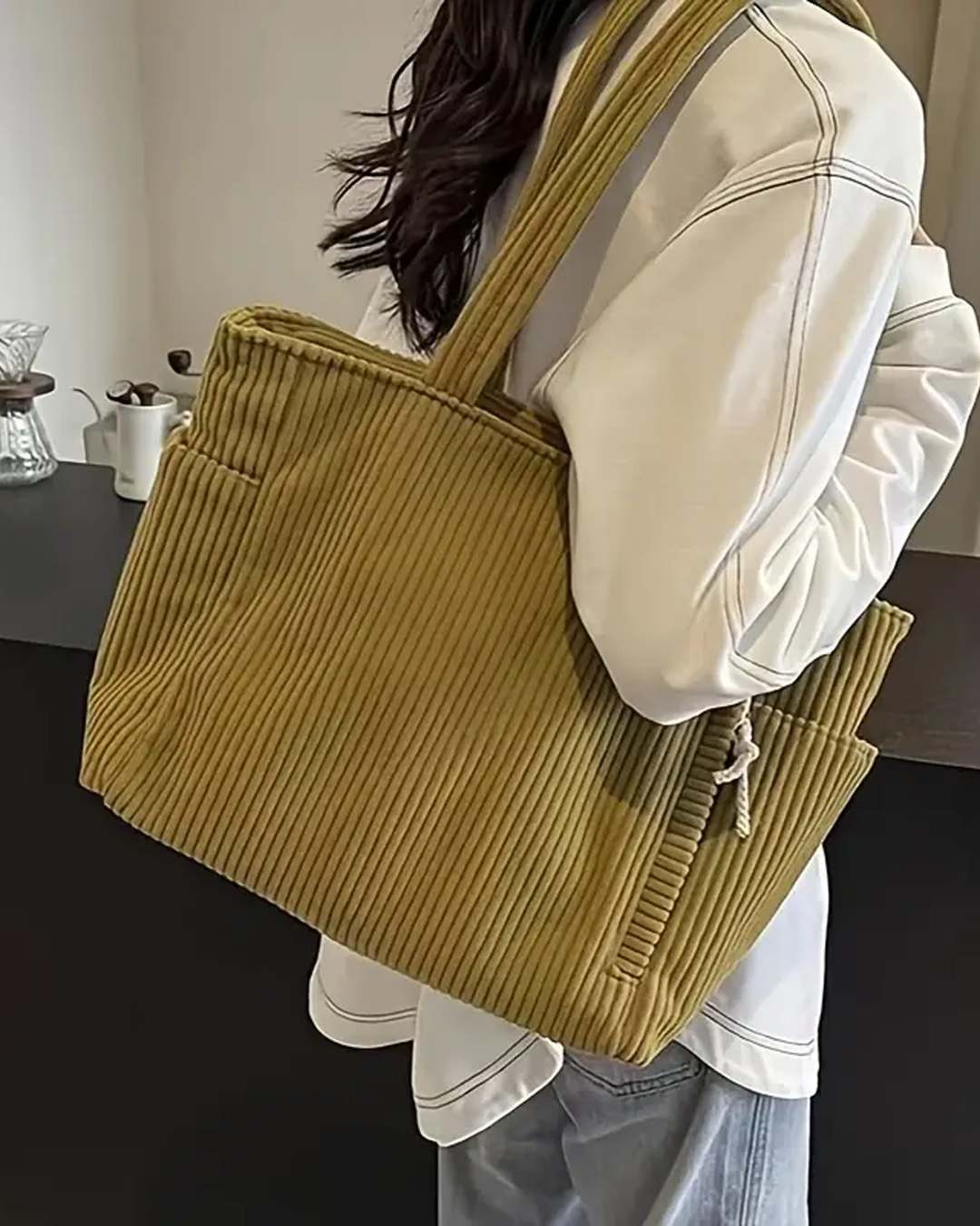 Isla – Ribbed Tote with Cord Detail