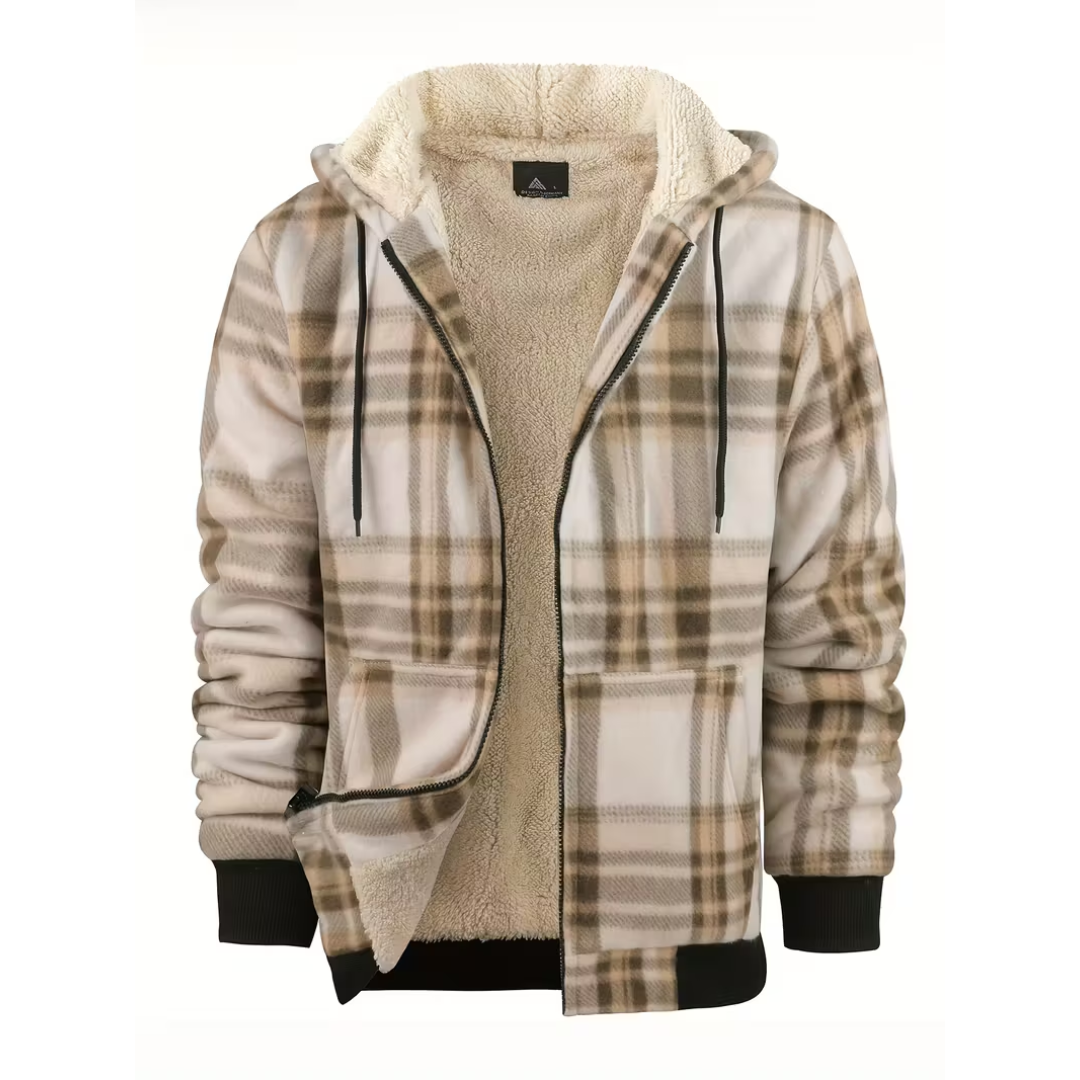 Harris – Checked Sherpa-Lined Hoodie