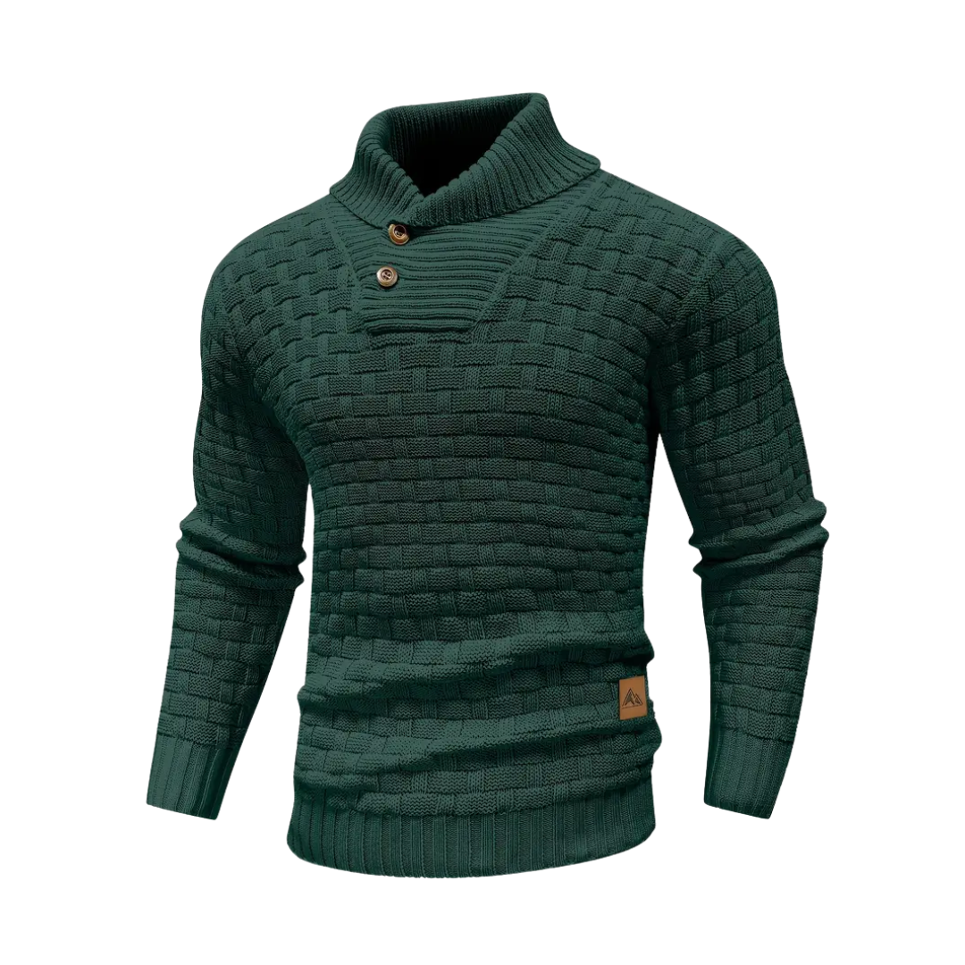 Malcolm – Textured Knit Button Collar Jumper