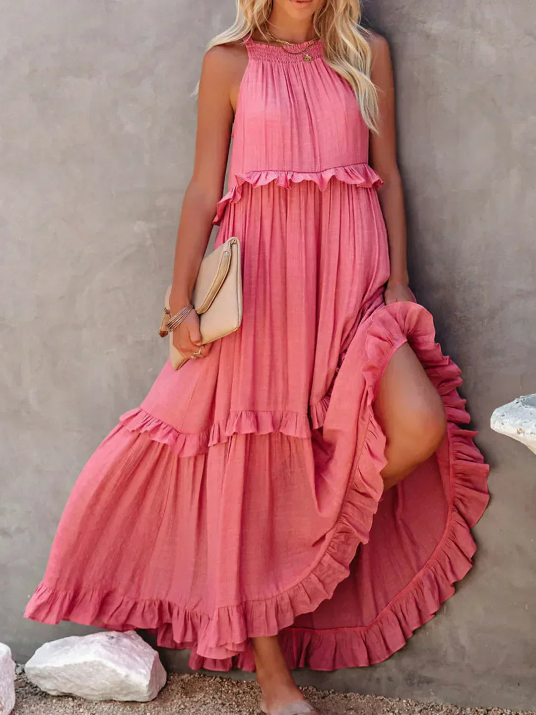 Sarah | Ruffled Halter Maxi Dress (Almost Sold Out)