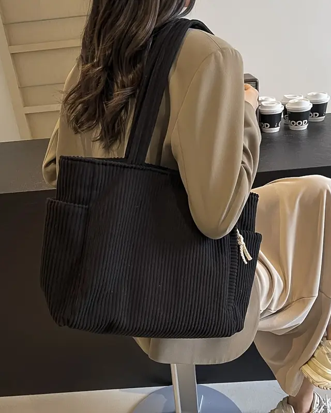 Isla – Ribbed Tote with Cord Detail