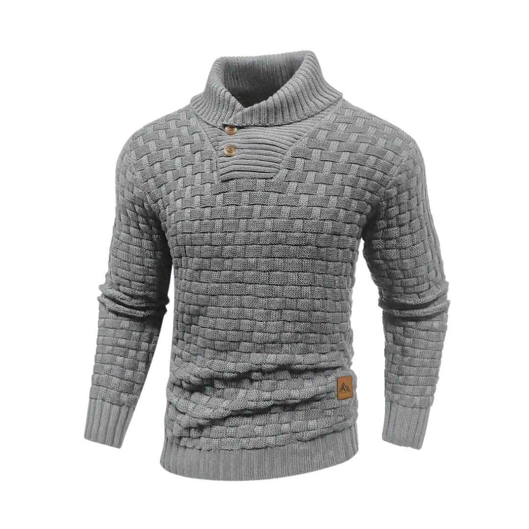 Malcolm – Textured Knit Button Collar Jumper