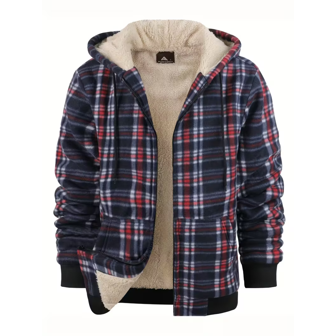 Harris – Checked Sherpa-Lined Hoodie