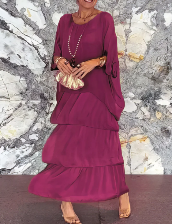 Caroline™ | Flowy Round-Neck Maxi Dress