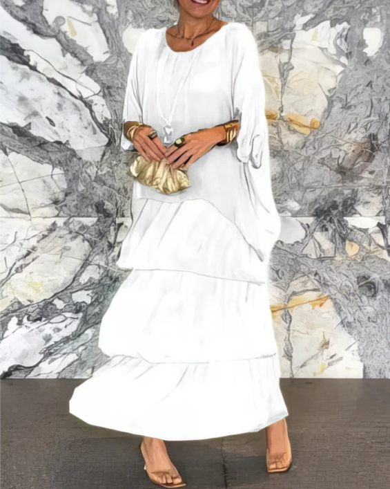 Caroline™ | Flowy Round-Neck Maxi Dress