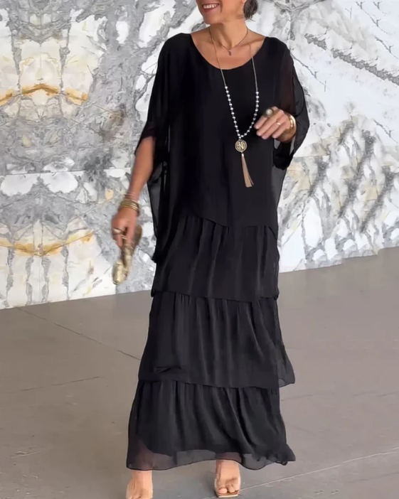 Caroline™ | Flowy Round-Neck Maxi Dress