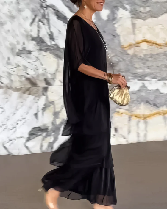 Caroline™ | Flowy Round-Neck Maxi Dress