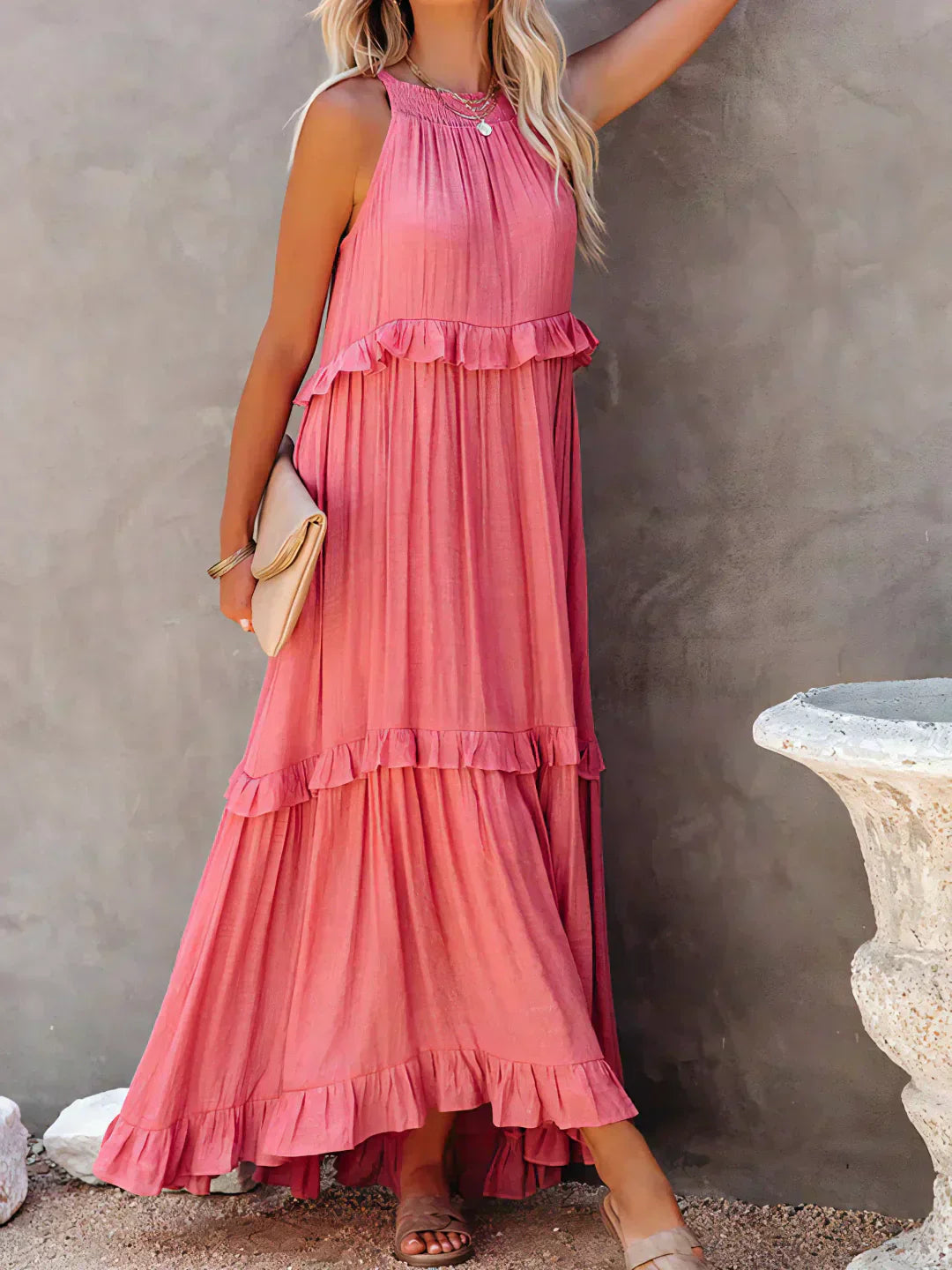 Sarah | Ruffled Halter Maxi Dress (Almost Sold Out)