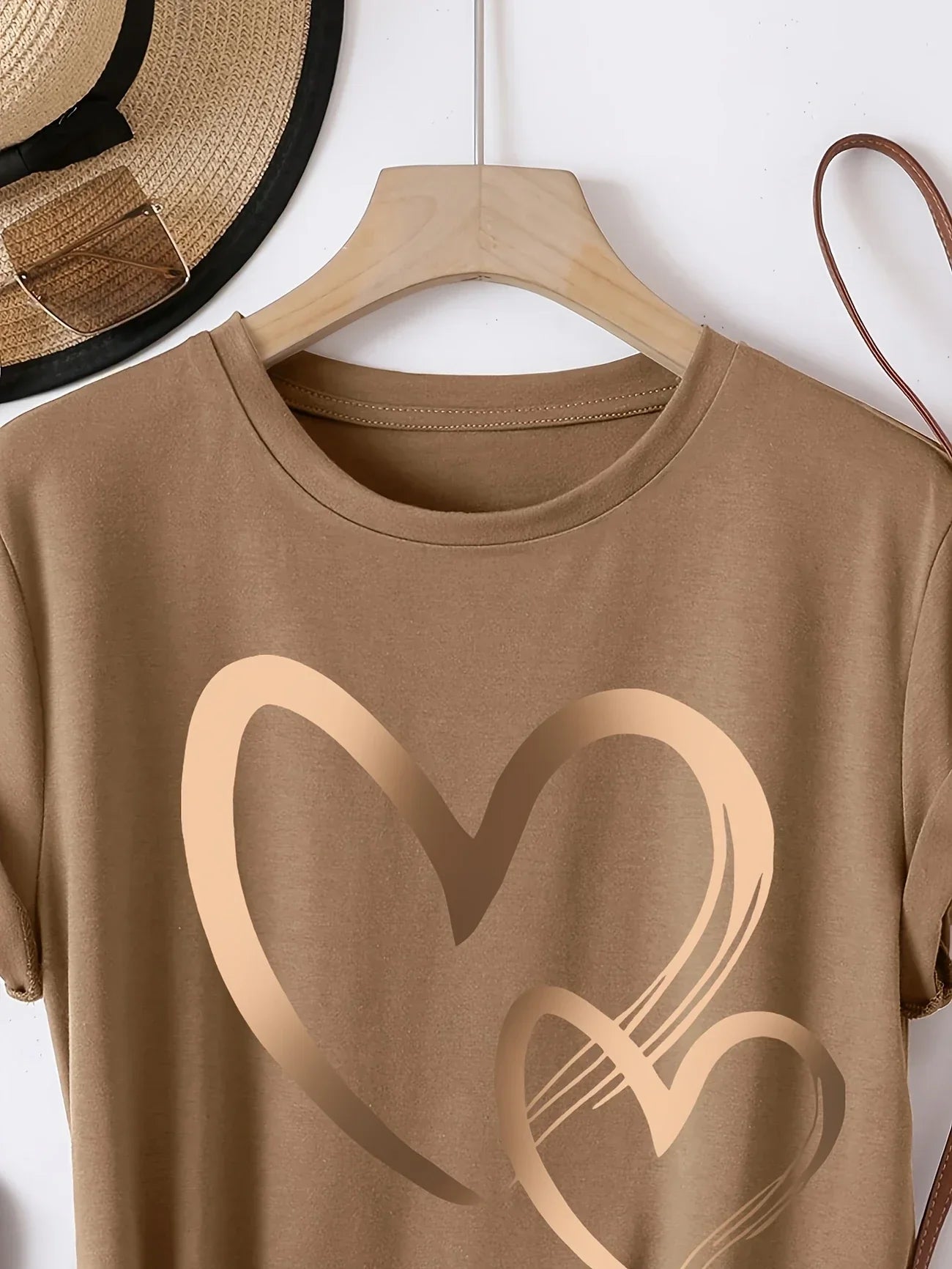 Rosie - Casual Short Sleeve T Shirt With Heart Print (1+1 FREE)