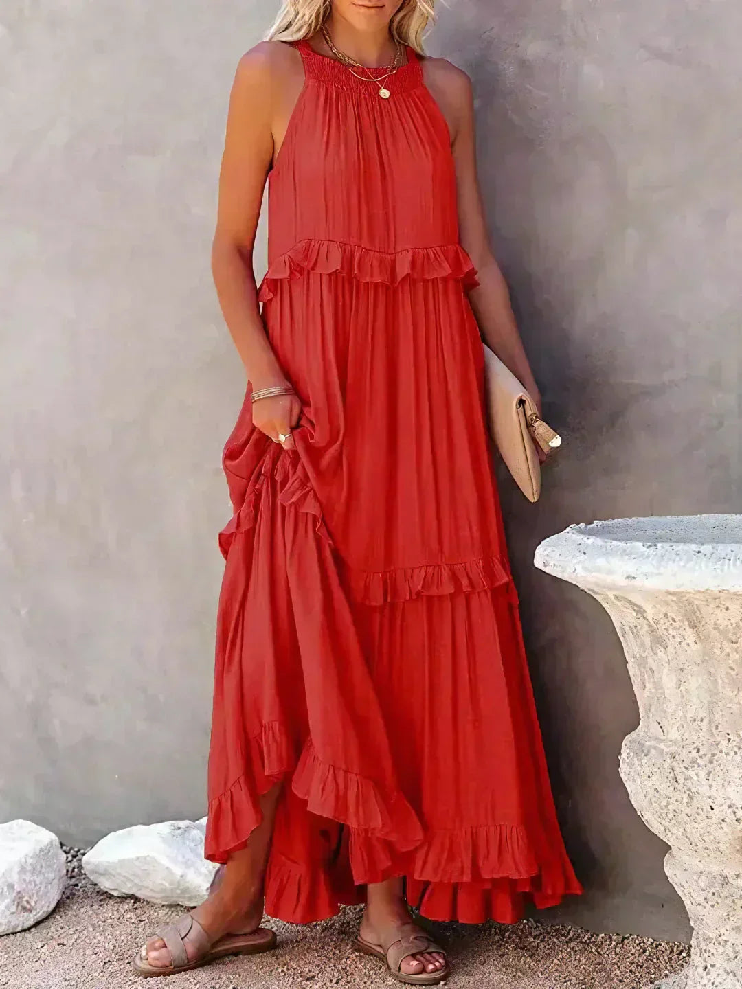 Sarah | Ruffled Halter Maxi Dress (Almost Sold Out)