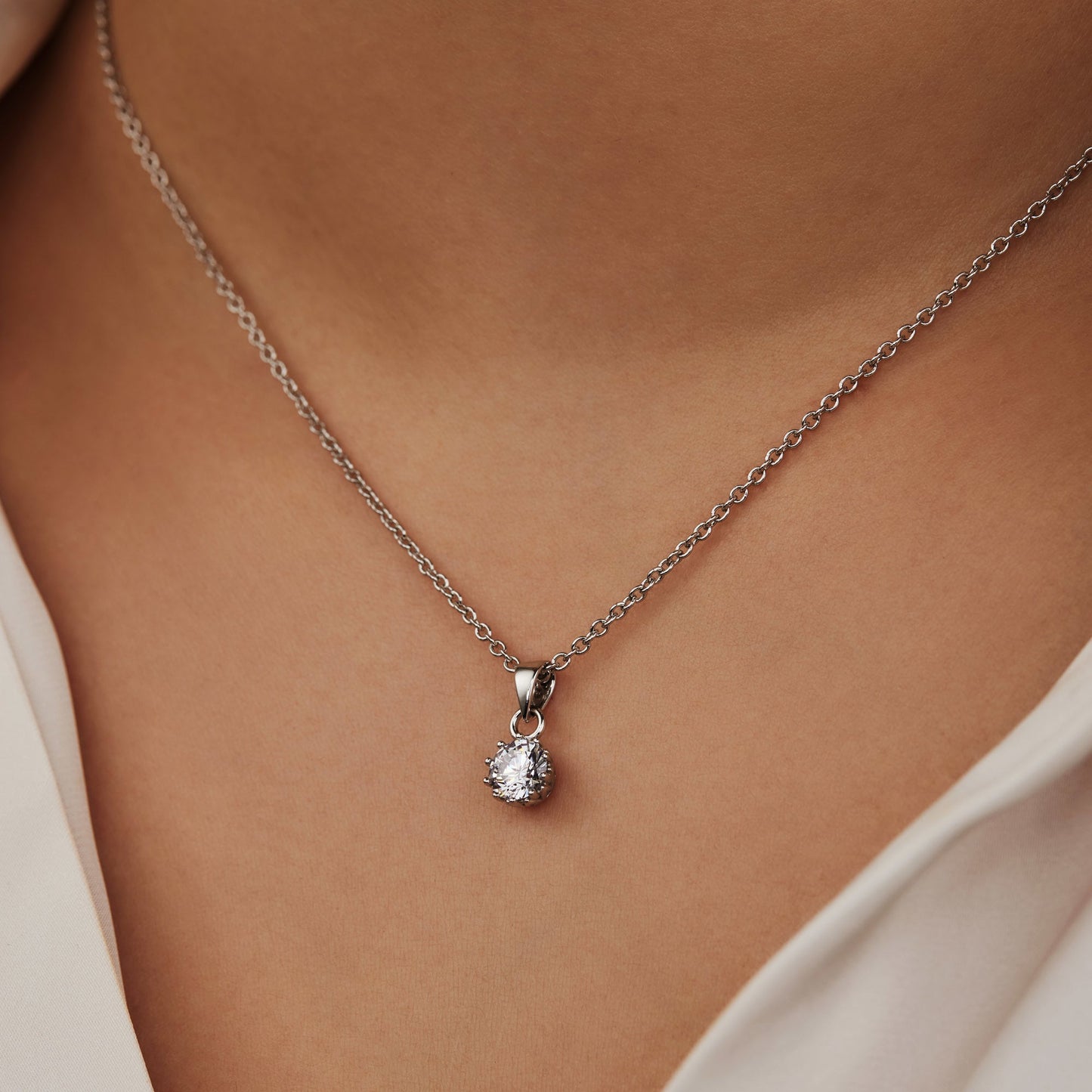 Cento Luci Rosia | 925 Sterling Silver Necklace with Zirconia Stone