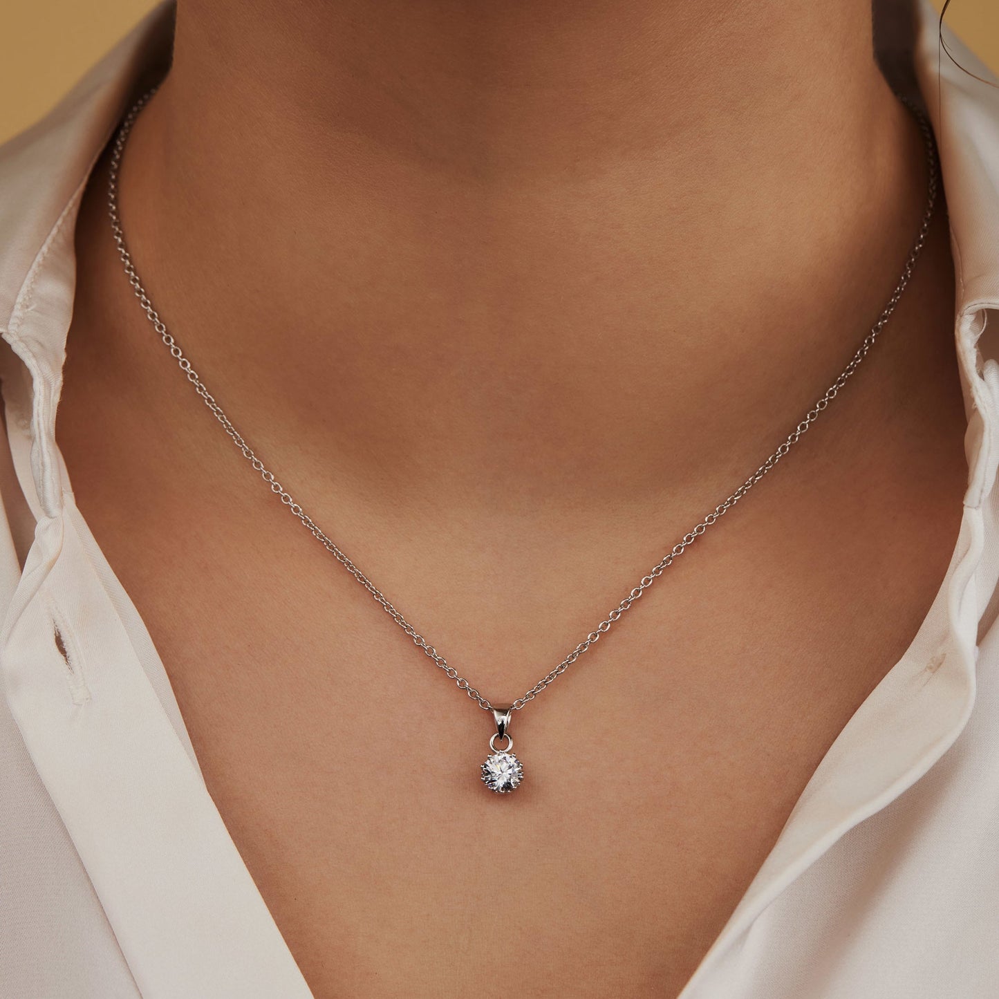Cento Luci Rosia | 925 Sterling Silver Necklace with Zirconia Stone