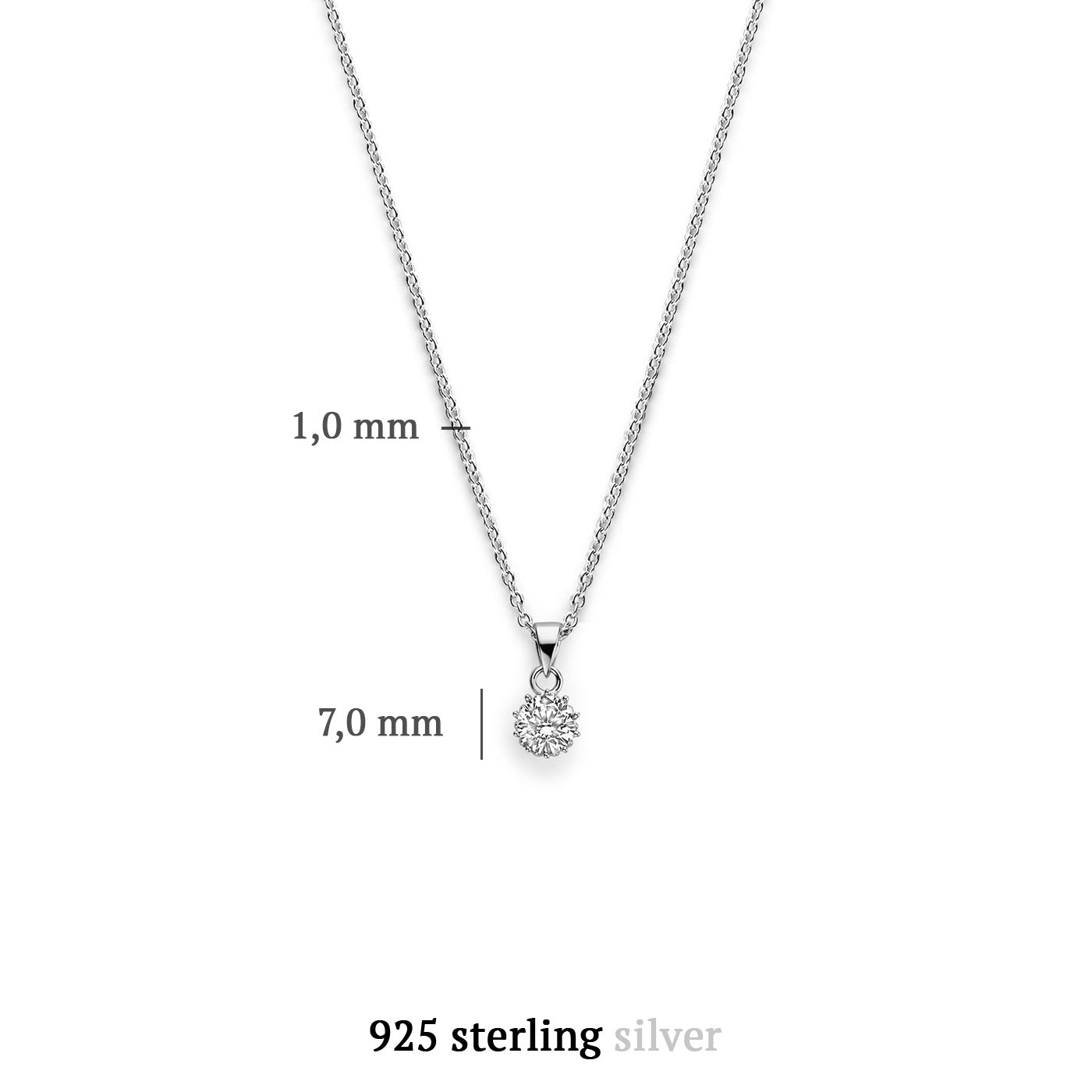 Cento Luci Rosia | 925 Sterling Silver Necklace with Zirconia Stone
