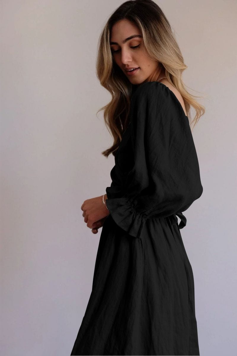Tara™ | French Dress with Ruffled Sleeves