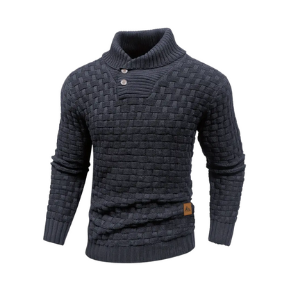 Malcolm – Textured Knit Button Collar Jumper