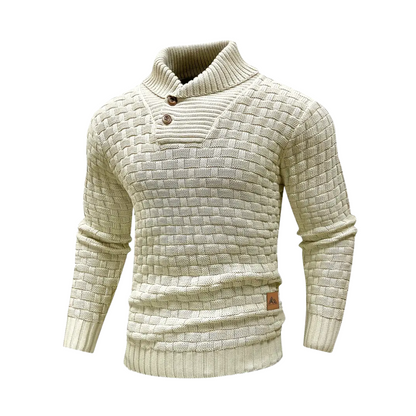 Malcolm – Textured Knit Button Collar Jumper