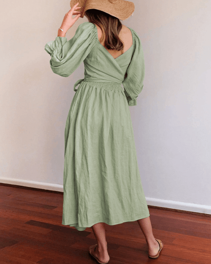 Tara™ | French Dress with Ruffled Sleeves