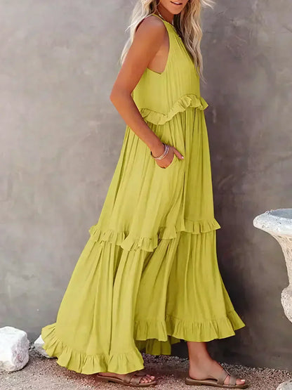 Sarah | Ruffled Halter Maxi Dress (Almost Sold Out)