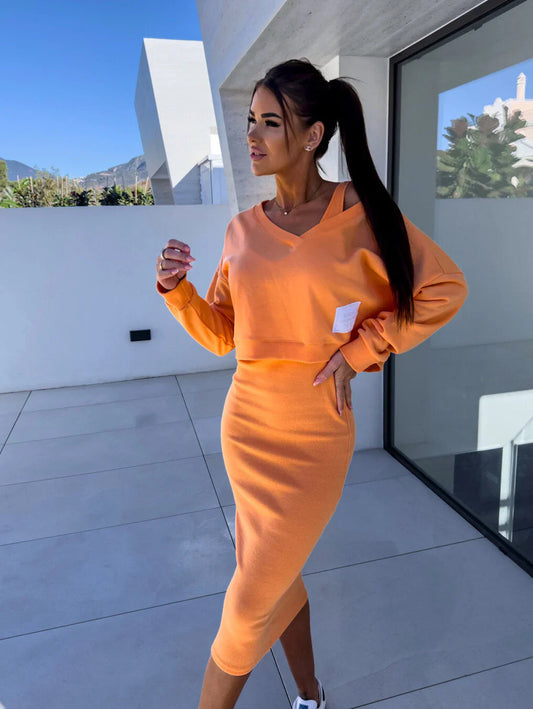 Laura™ | Casual Dress & Sweatshirt Set