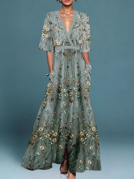 Olivia™ | Elegant Floral Long Dress
