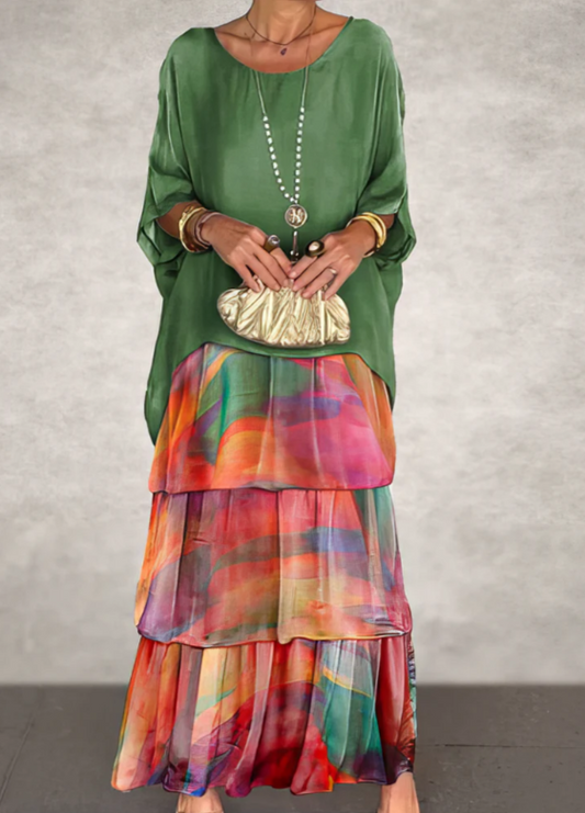 Caroline™ | Flowy Round-Neck Maxi Dress