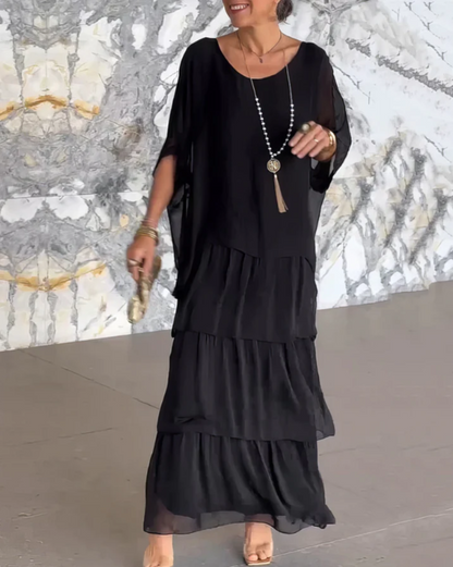 Caroline™ | Flowy Round-Neck Maxi Dress