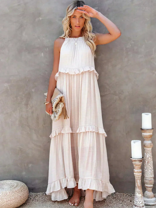 Sarah | Ruffled Halter Maxi Dress (Almost Sold Out)